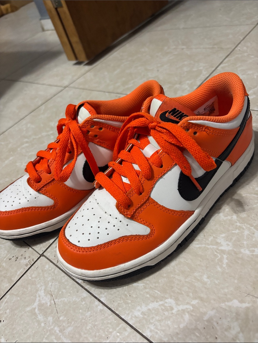 Nike Dunk Low Orange White Sneakers Boys US 4.5Y